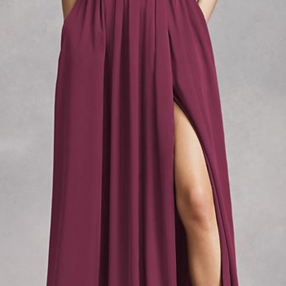 White by Vera Wang | Wine V-Neck Haltered Dress - Picture 5 of 5